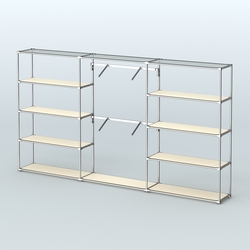 Торговая система ХРОМ без ДСП 3600 мм с полками ДСП и поручнями №6, Крем Вайс