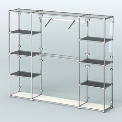 Торговая система ХРОМ (задняя стенка - стекло) 2430 мм с тонированными полками и поручнями №11, Белый