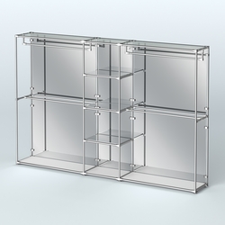 Торговая система ХРОМ (задняя стенка - зеркало) 3600 мм с зеркальными полками и поручнями №4, Серый