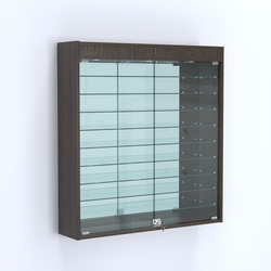 Витрина настенная №204-8А зеркальная с верхним светом и девятью полками, Дуб Венге