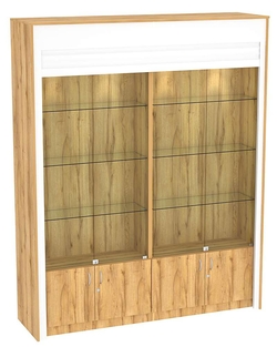 Торговая витрина двухсекционная с рольставнями ЭКДВ-300-1, Дуб Золотистый