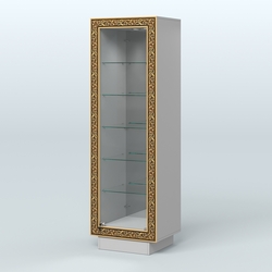 Низкая витрина с декором и пятью прозрачными полками НБА-503, Серый