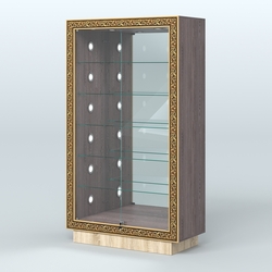 Низкая торговая витрина с декором НБА-507С, Ясень Анкор темный и Дуб Сонома