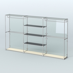 Торговая система ХРОМ (задняя стенка - стекло) 3600 мм с тонированными полками и поручнями №2, Крем Вайс