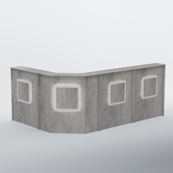 Ресепшен угловой большой КВАДРАТ №4, Бетон Чикаго светло-серый F186 ST9