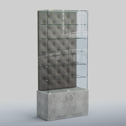 Высокая стеклянная витрина КАПИТОНЕ №505, Метрополитан Грей+15 Silver