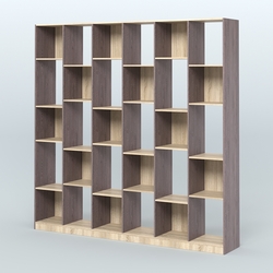 Стеллаж из ДСП серии ЛОФТ №16-1, Ясень Анкор темный и Дуб Сонома