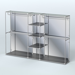 Торговая система ХРОМ (задняя стенка - зеркало) 3030 мм с полками ДСП и поручнями №4, Черный