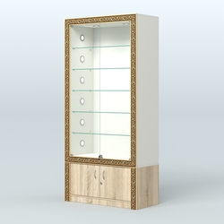 Витрина отдельно-стоящая с декором №ВБА-501С, Белый + Дуб Сонома