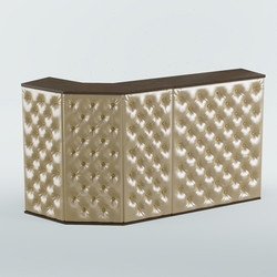 Ресепшен Г-образный БАРХАТ СЕРЫЙ ПЕРЛАМУТР №1 (карета золото), Дуб Венге + Экокожа золотистая