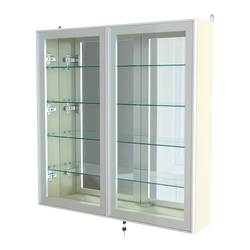 Витрина настенная №4-2А зеркальная серии Collecto, Крем Вайс