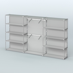 Торговая система ХРОМ (задняя стенка - ДСП) 3600 мм с полками ДСП и поручнями №6, Серый