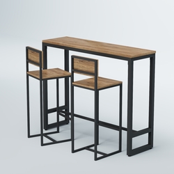 Комплект барный стол "Кофе-брейк" №9 и стулья, Дуб Канзас коричневый