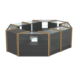 Торговый островок с прозрачными полками и молдингами №2 (4,72 кв.м), Черный