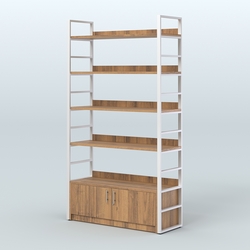 Торговый стеллаж большой STRONG - АЛЬФА №3, Орех + Белый