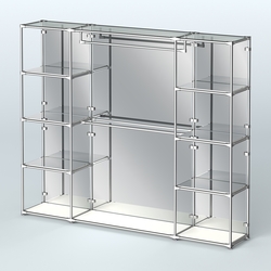 Торговая система ХРОМ (задняя стенка - зеркало) 3600 мм с зеркальными полками и поручнями №3, Белый