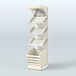 Стеллаж для хлеба и выпечки с нижней корзиной и фризом Феникс №4КФ, Крем Вайс + Белый