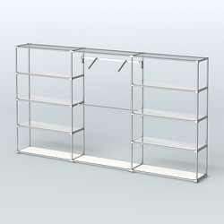 Торговая система ХРОМ без ДСП 3600 мм с зеркальными полками и поручнями №9, Белый