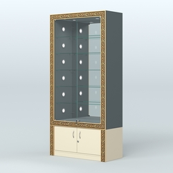 Витрина центральная с декором №ВБА-503С, Темно-серый и Крем Вайс U2601-U2236