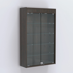 Витрина настенная №202-3А с четырьмя полками и подсветкой, Дуб Венге