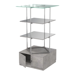 Торговые стенды Экспозиция с полками и тумбами №4 (с двумя зеркальными полками), Бетон Чикаго светло-серый F186 ST9