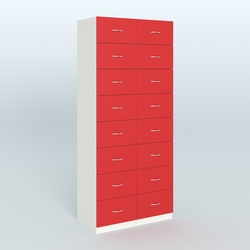 Шкаф для аптек - картотека серии RED №8 , Белый + Красный