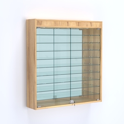 Витрина настенная №204-8А зеркальная с верхним светом и девятью полками, Дуб Золотистый