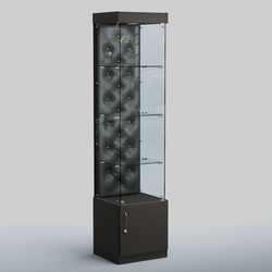 Высокая стеклянная витрина КАПИТОНЕ №2, Черный + Экокожа черная