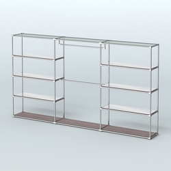 Торговая система ХРОМ без ДСП 3600 мм с зеркальными полками и поручнями №1, Ясень Анкор темный