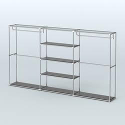 Торговая система ХРОМ без ДСП 3600 мм с полками ДСП и поручнями №2, Черный