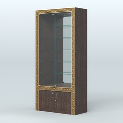 Витрина с декором и замками  из хрома №ВБА-503, Дуб Венге