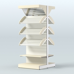 Стеллаж для хлеба островной высокий комбинированный с зеркальным фризом СХОВФ-03, Крем Вайс + Белый