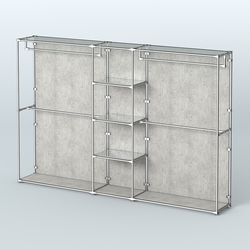 Торговая система ХРОМ (задняя стенка - ДСП) 3600 мм с зеркальными полками и поручнями №4, Метрополитан Грей