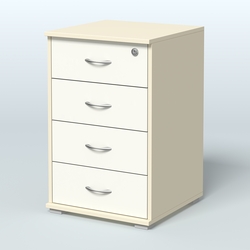 Тумба Нотте подкатная (4 ящика с замком), Крем Вайс + Белый