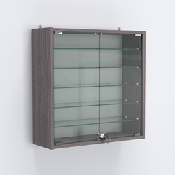 Витрина настенная №201-5А с пятью прозрачными полками, Ясень Анкор темный