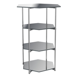 Торговый стенд ЗВЕЗДА с тремя шестигранными зеркальными полками №4, Темно-Серый