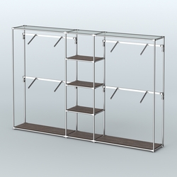 Торговая система ХРОМ без ДСП 3030 мм с полками ДСП и поручнями №8, Дуб Венге