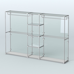 Торговая система ХРОМ (задняя стенка - стекло) 3600 мм с зеркальными полками и поручнями №4, Серый