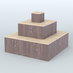 Островок-пирамида с накопителями для торговых центров №2, Ясень Анкор темный и Дуб Сонома