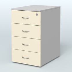 Тумба приставная для компактных столов 4 ящика с замком Тарли, Серый + Крем Вайс