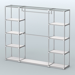 Торговая система ХРОМ без ДСП 2430 мм с полками ДСП и поручнями №3, Ясень Анкор светлый