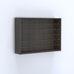 Витрина настенная №203-5Г открытая с пятью полками из стекла, Дуб Венге