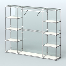 Торговая система ХРОМ (задняя стенка - стекло) 2430 мм с полками ДСП и поручнями №11, Белый