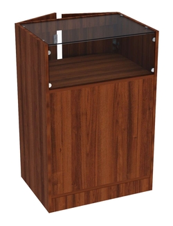 Прилавок из ДСП серии Тандем №2-600 малый со стеклянной крышкой и дверками, Орех