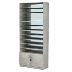 Стеллаж из ДСП с 10-ю полками 350x900 мм серии LEVEL-10 №13-2 (З/C - ЗЕРКАЛО), Метрополитан Грей