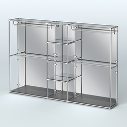 Торговая система ХРОМ (задняя стенка - зеркало) 3600 мм с зеркальными полками и поручнями №4, Черный