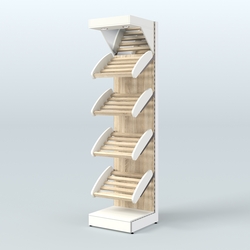 Стеллаж для хлеба и выпечки с полками - корзинами и фризом Феникс №5Ф, Белый + Дуб Сонома