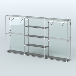 Торговая система ХРОМ (задняя стенка - стекло) 3600 мм с полками ДСП и поручнями №10, Черный