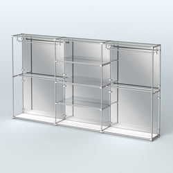 Торговая система ХРОМ (задняя стенка - зеркало) 3600 мм с зеркальными полками и поручнями №2, Ясень Анкор светлый