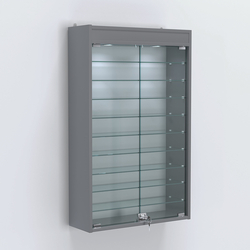 Витрина настенная №202-7А высокая с девятью полками и подсветкой, Темно-Серый